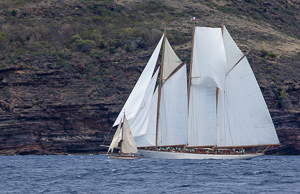 Guiding Light and Adix off Falmouth Harbor, Antigua.